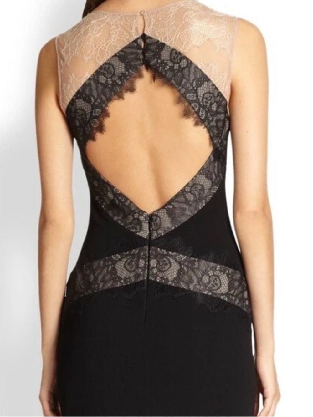 BCBGMaxAzria Aida Trumpet Full Length Lace Black Tie Dress Size 0 - Picture 2 of 7